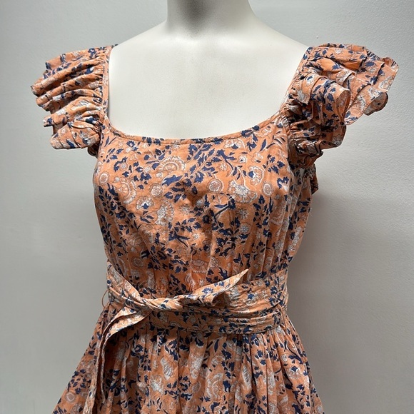 Cleobella Britt Mini Dress Sleeveless Positano Floral Flowers Tiered Pink Small - Picture 3 of 11